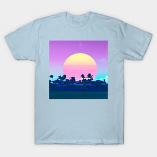 retro sunset palms T-Shirt